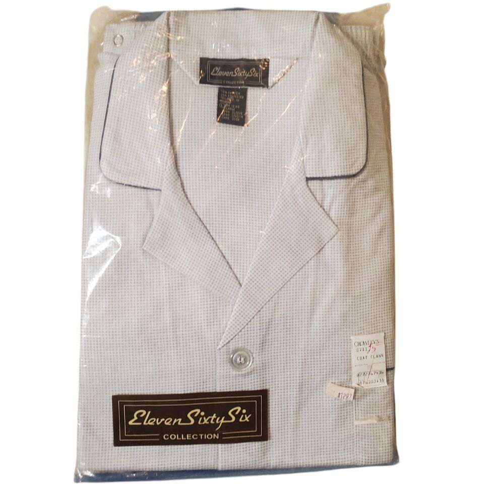 ElevenSixySix Vintage Mens Pajama Set Flannel Blue/White Sz Large NEW